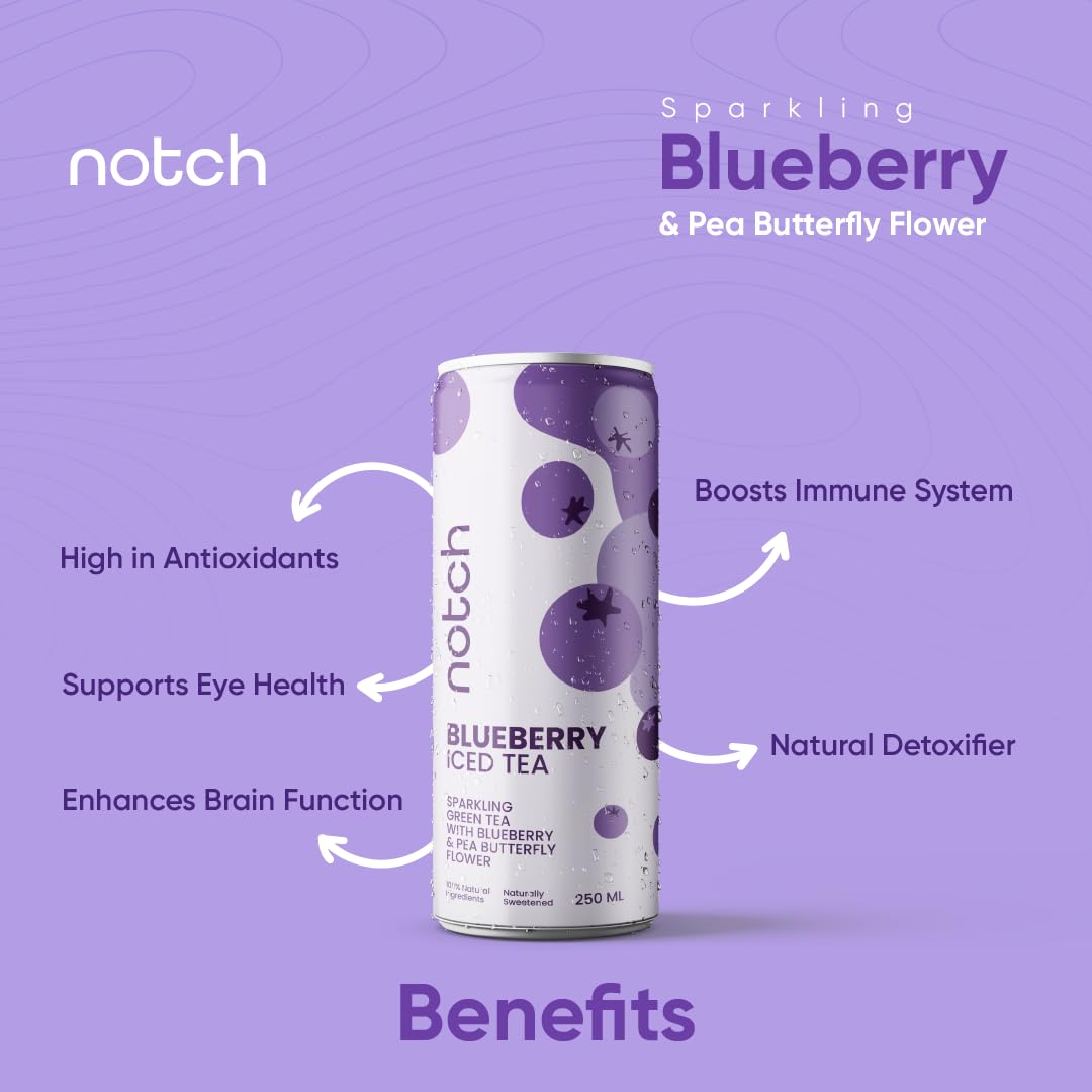 Notch Sparkling Blueberry Iced Tea | 4-Pack, 250ml Cans