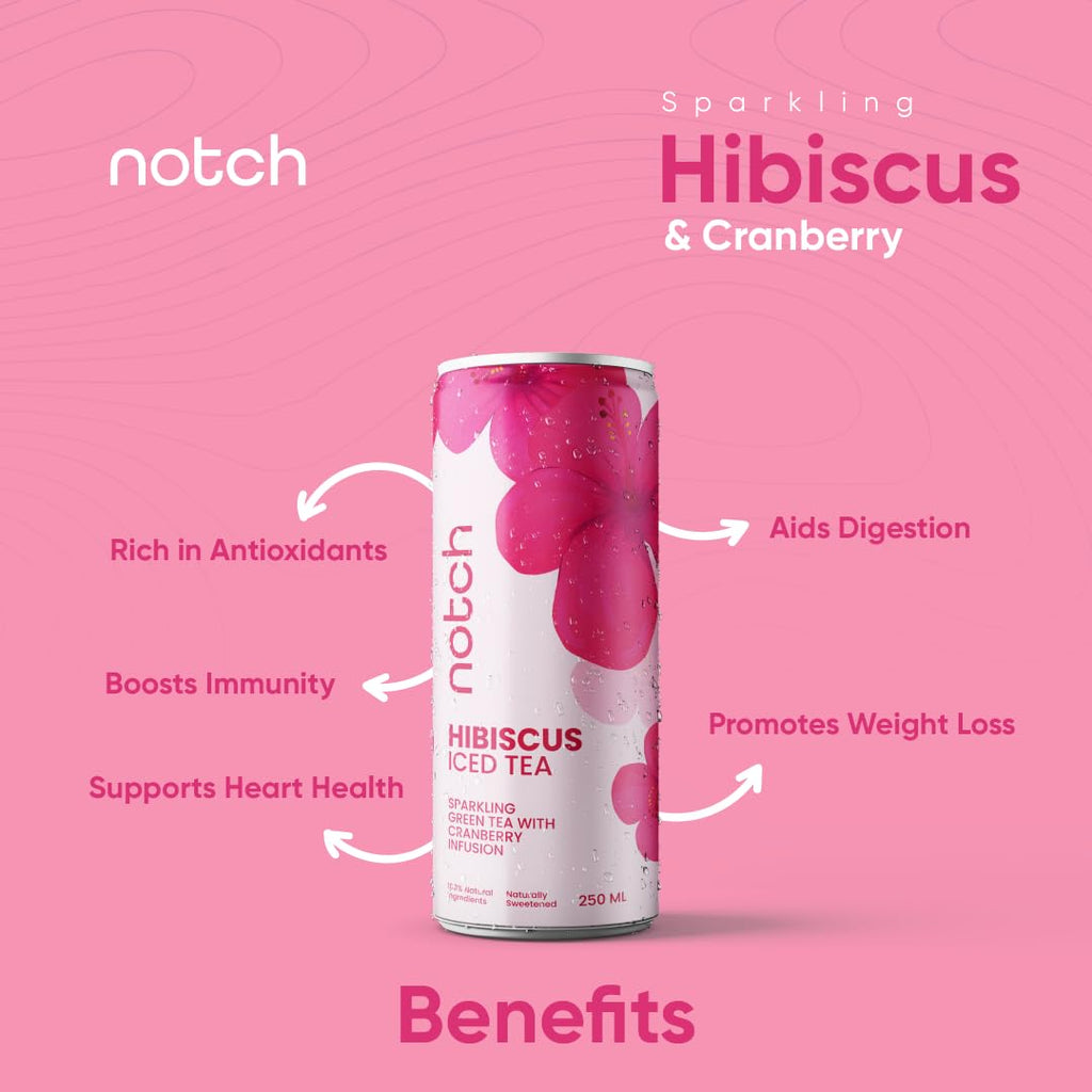 Notch Sparkling Hibiscus Iced Tea | 4-Pack, 250ml Cans