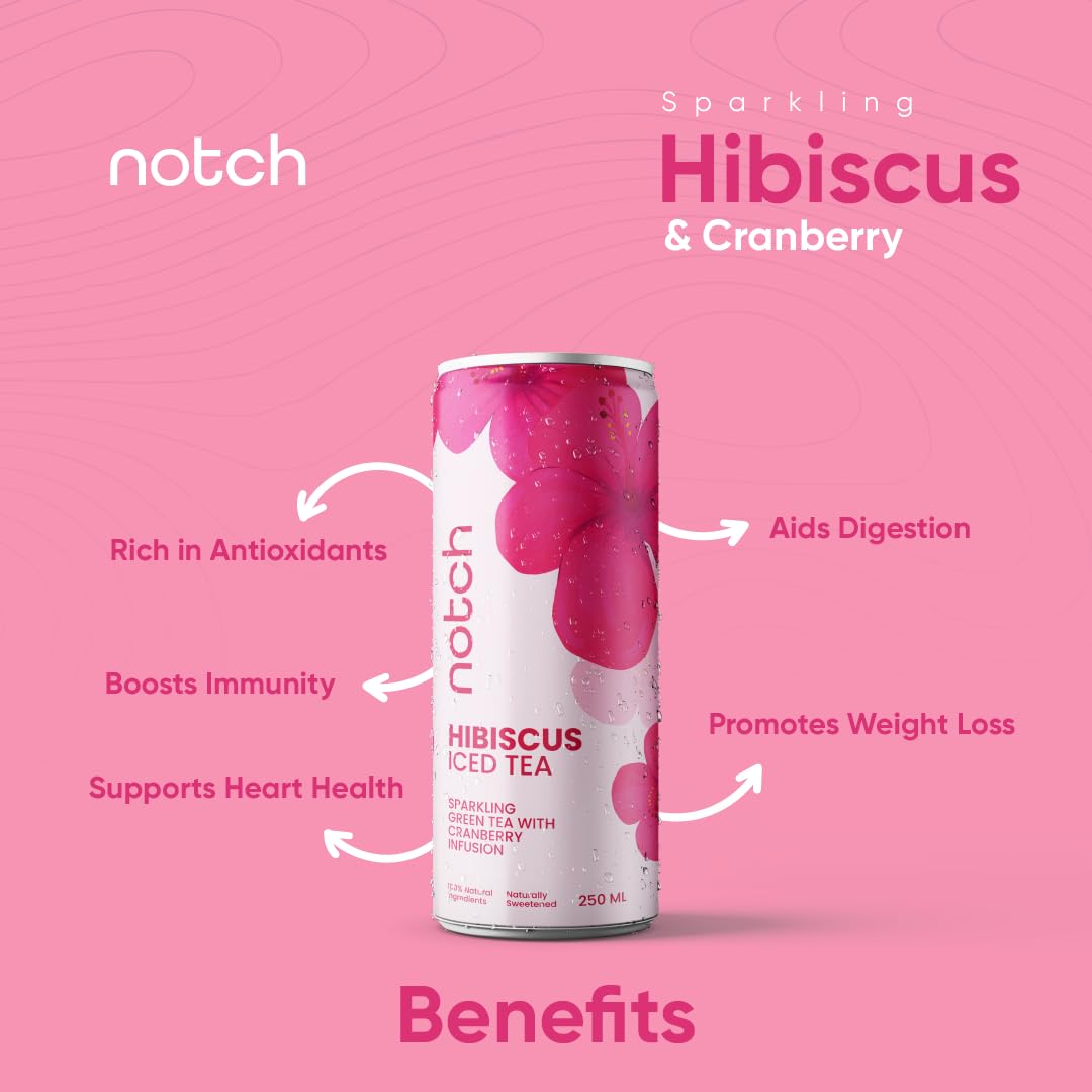 Notch Sparkling Hibiscus Iced Tea | 4-Pack, 250ml Cans
