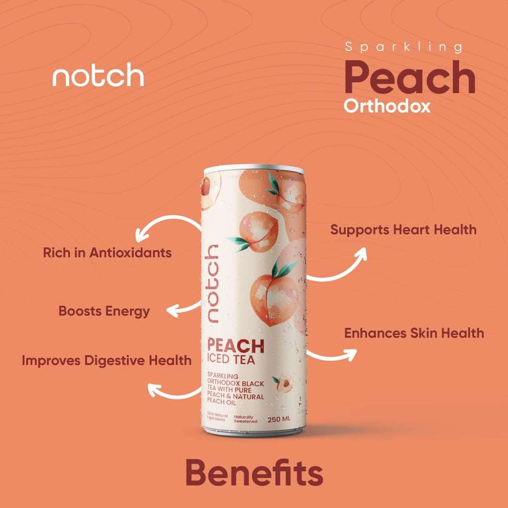 Notch Sparkling Peach Iced Tea | 4-Pack, 250ml Cans