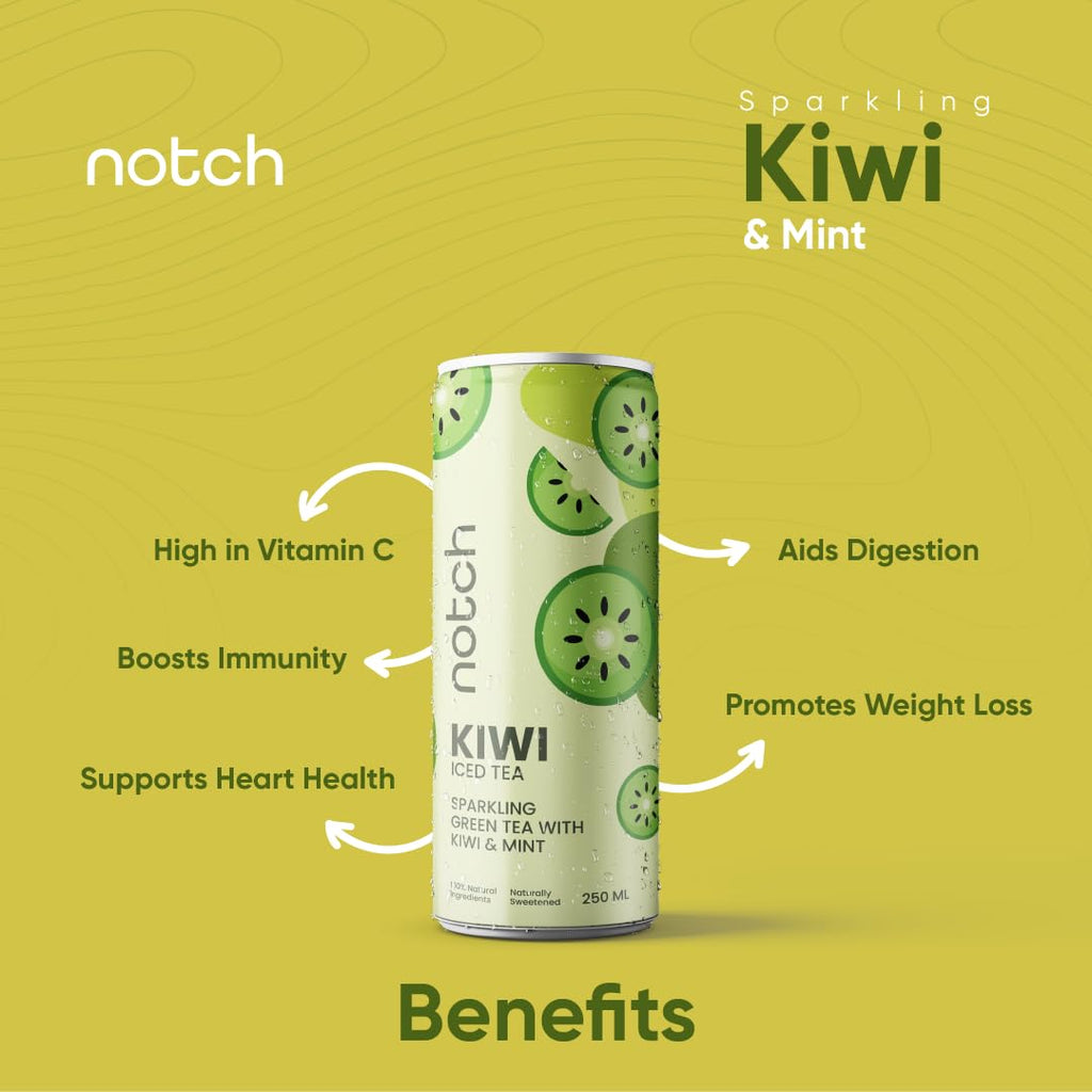 Notch Sparkling Kiwi Iced Tea | 4-Pack, 250ml Cans