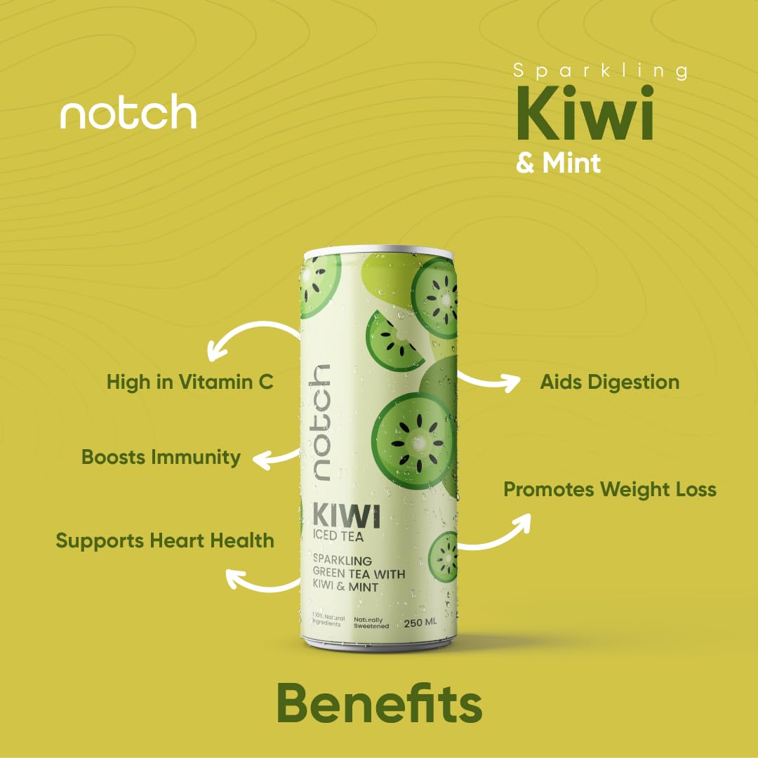 Notch Sparkling Kiwi Iced Tea | 4-Pack, 250ml Cans