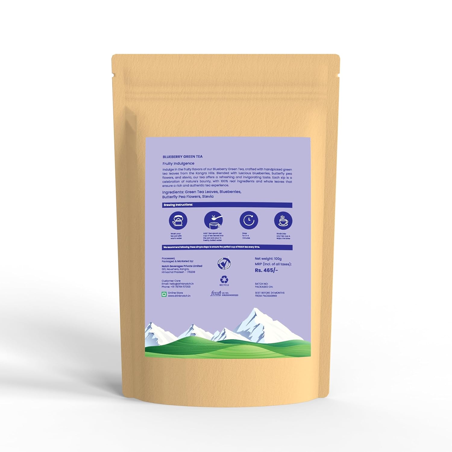 Notch Blueberry Green Tea | 100g Pack